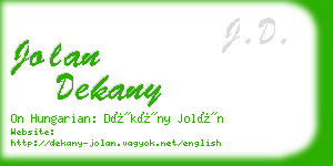 jolan dekany business card